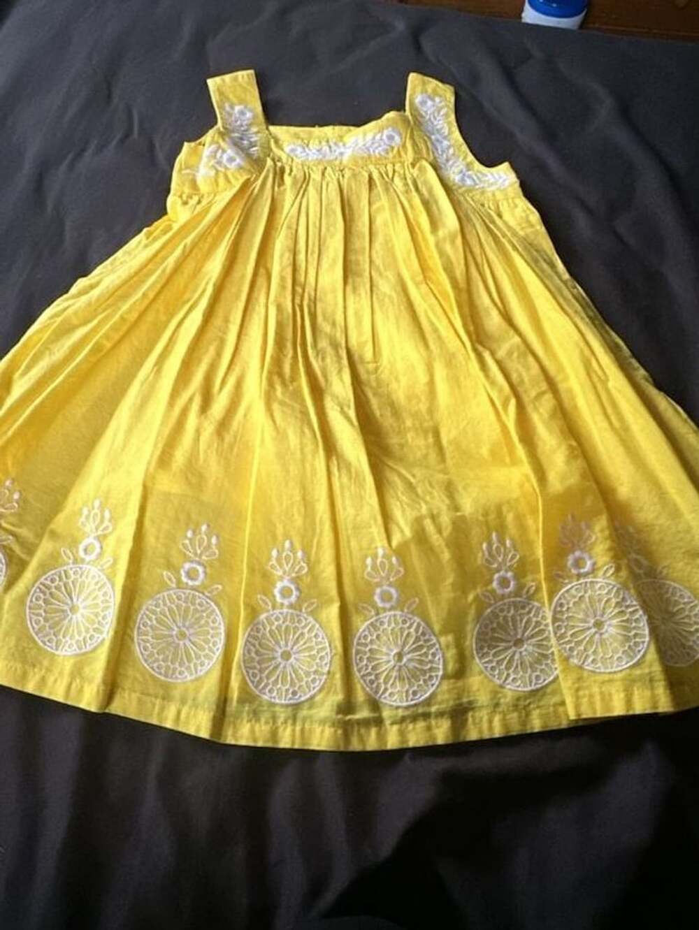 Tahari Girls Yellow Sleeveless Embroidered A-Line Dress Size 5